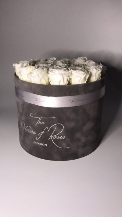 Eternal Rose Hatbox - Suede Grey - The House of Roses London