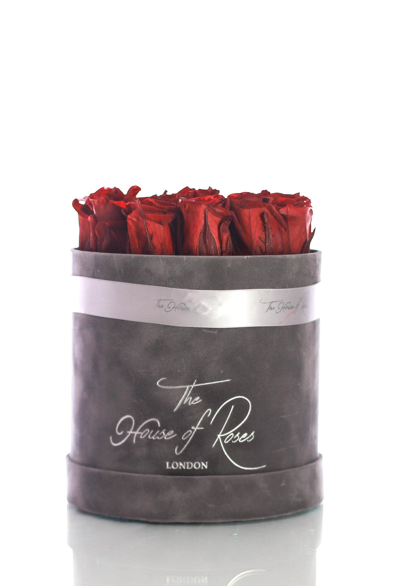 Eternal Rose Hatbox - Suede Grey - The House of Roses London