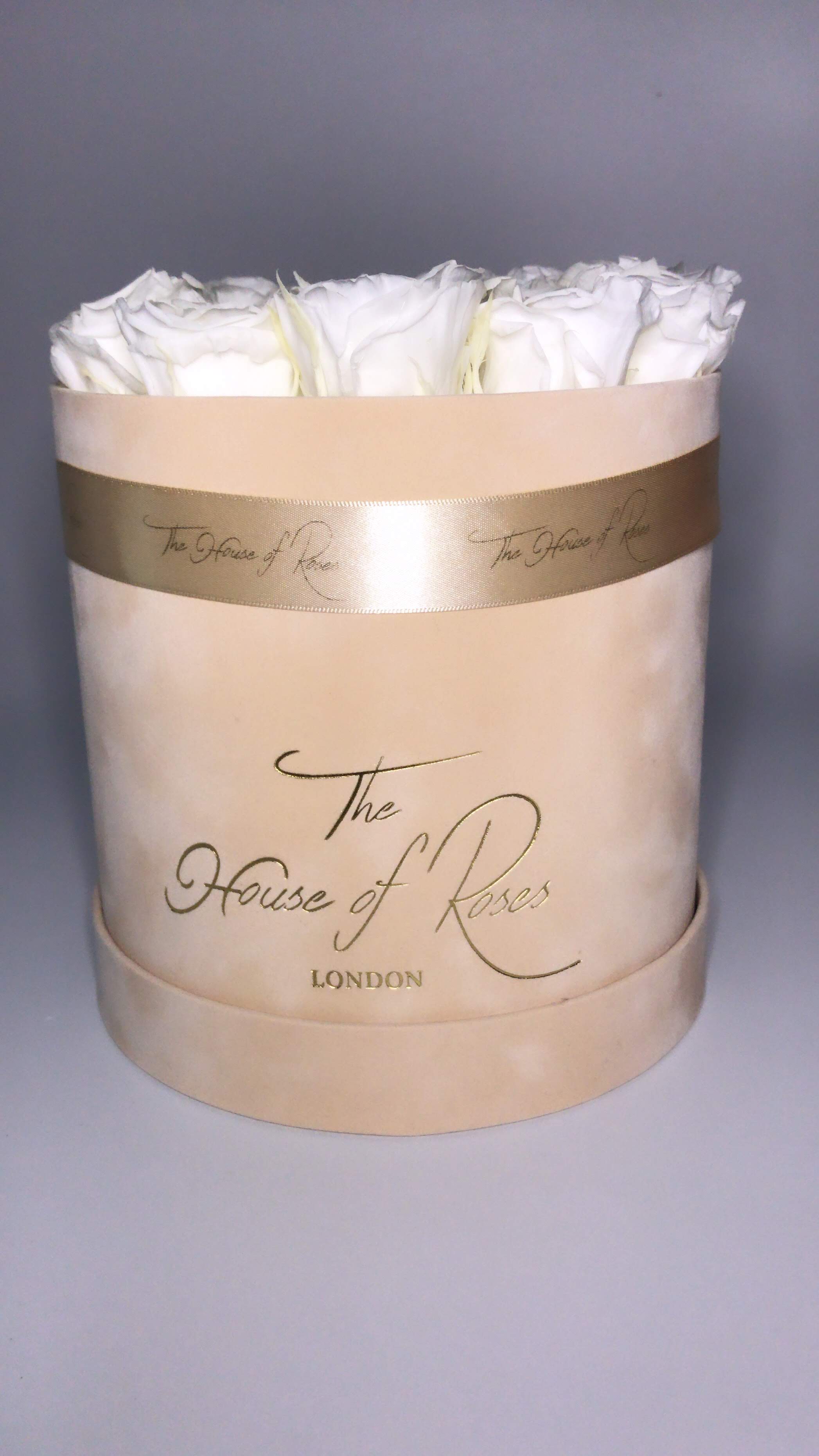 Eternal Rose Hatbox - Suede Peach - The House of Roses London