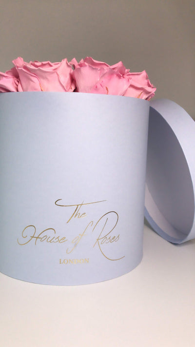 Eternal Rose Hatbox - Blue - The House of Roses London