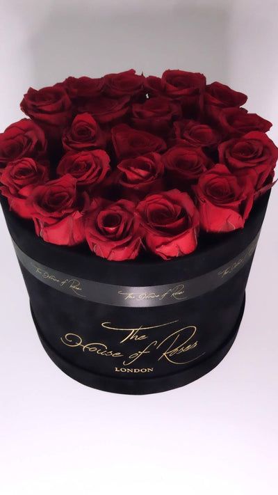 Eternal Rose Hatbox - Suede Black - The House of Roses London