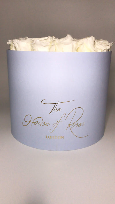 Eternal Rose Hatbox - Blue - The House of Roses London
