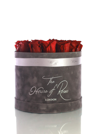 Eternal Rose Hatbox - Suede Grey - The House of Roses London