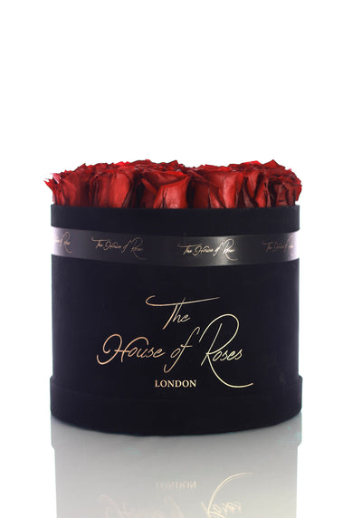 Eternal Rose Hatbox - Suede Black - The House of Roses London