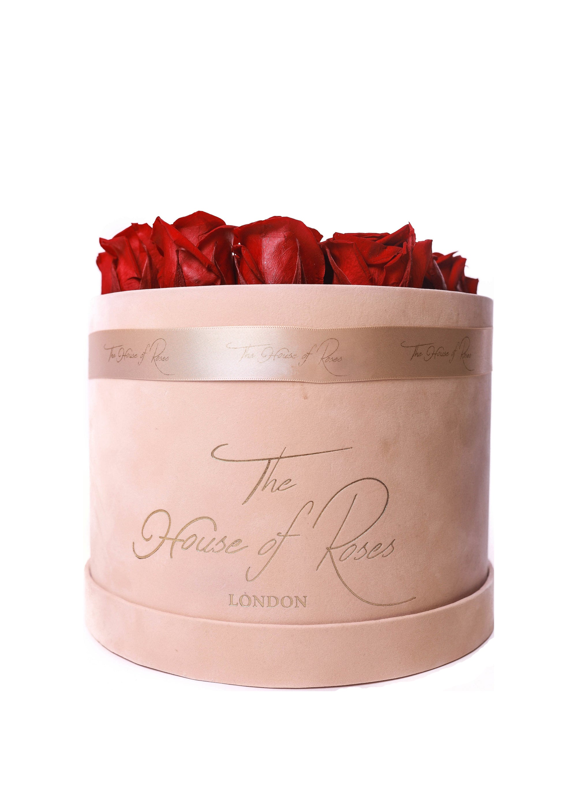 Eternal Rose Hatbox - Suede Peach - The House of Roses London