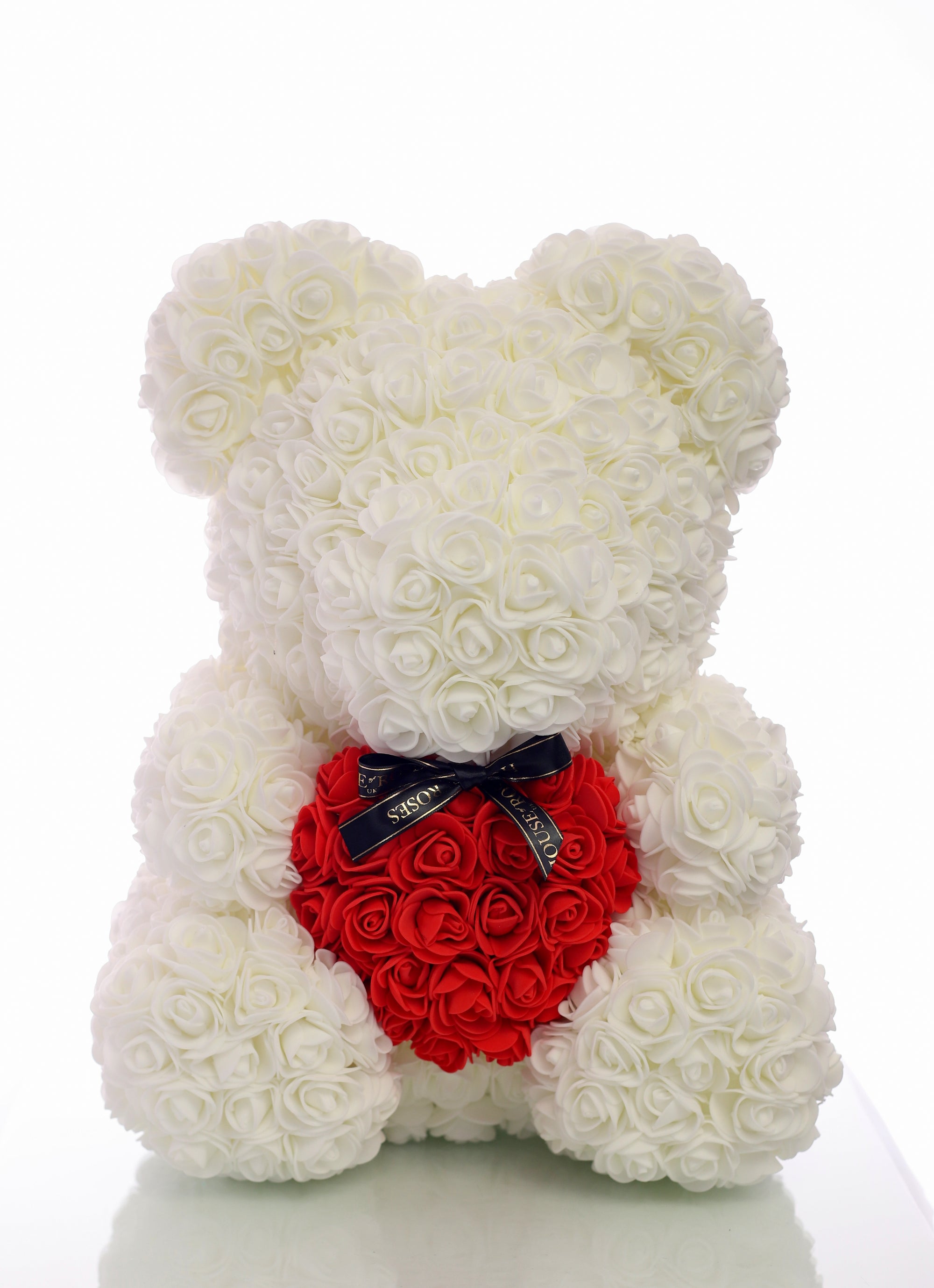 White Rose Bear With Red Heart (40cm)