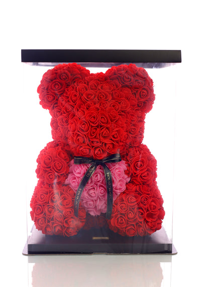 Red Rose Bear With Pink Heart (40cm)