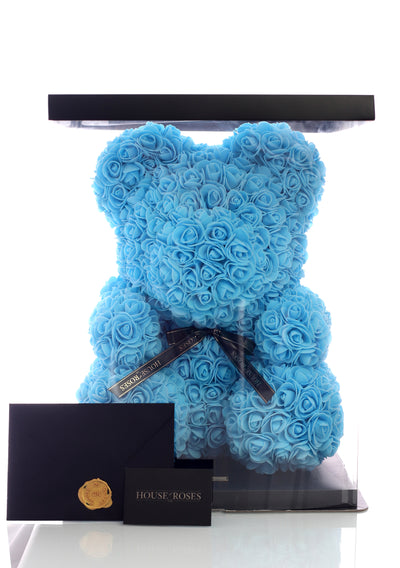 Blue Rose Bear (40cm)