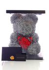 Grey Rose Bear With Red Heart (40cm)